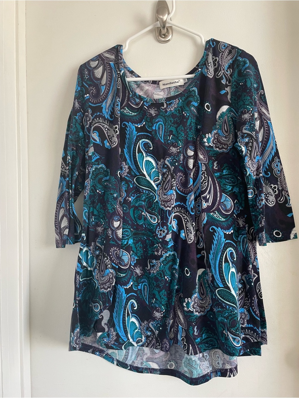 Teal & Navy Paisley Scoop Neck Tunic